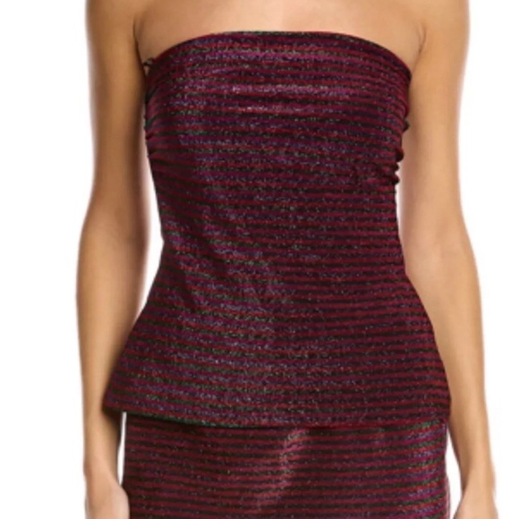 Trina Turk Metallic Striped Strapless Top M NWT - Picture 1 of 3